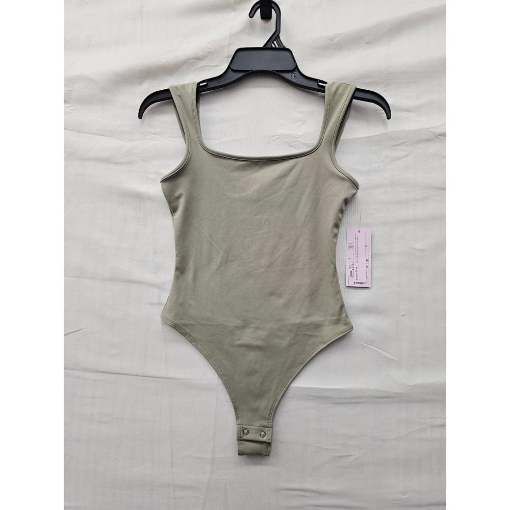Wild Fable Womens Square Neck Bodysuit Tan Polyester Blend Casual Size XS